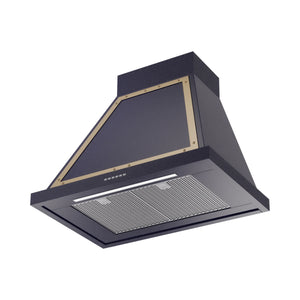 ILVE Nostalgie II 30-Inch 600 CFM Wall Mounted Range Hood in Midnight Blue with Brass Trim (UANB30MBG)