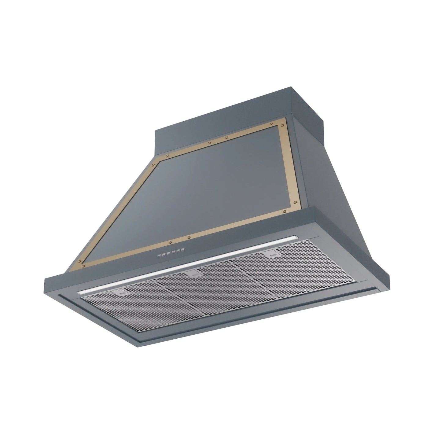 ILVE Nostalgie II 36-Inch 600 CFM Wall Mounted Range Hood in Blue Grey with Brass Trim (UANB36BGG)