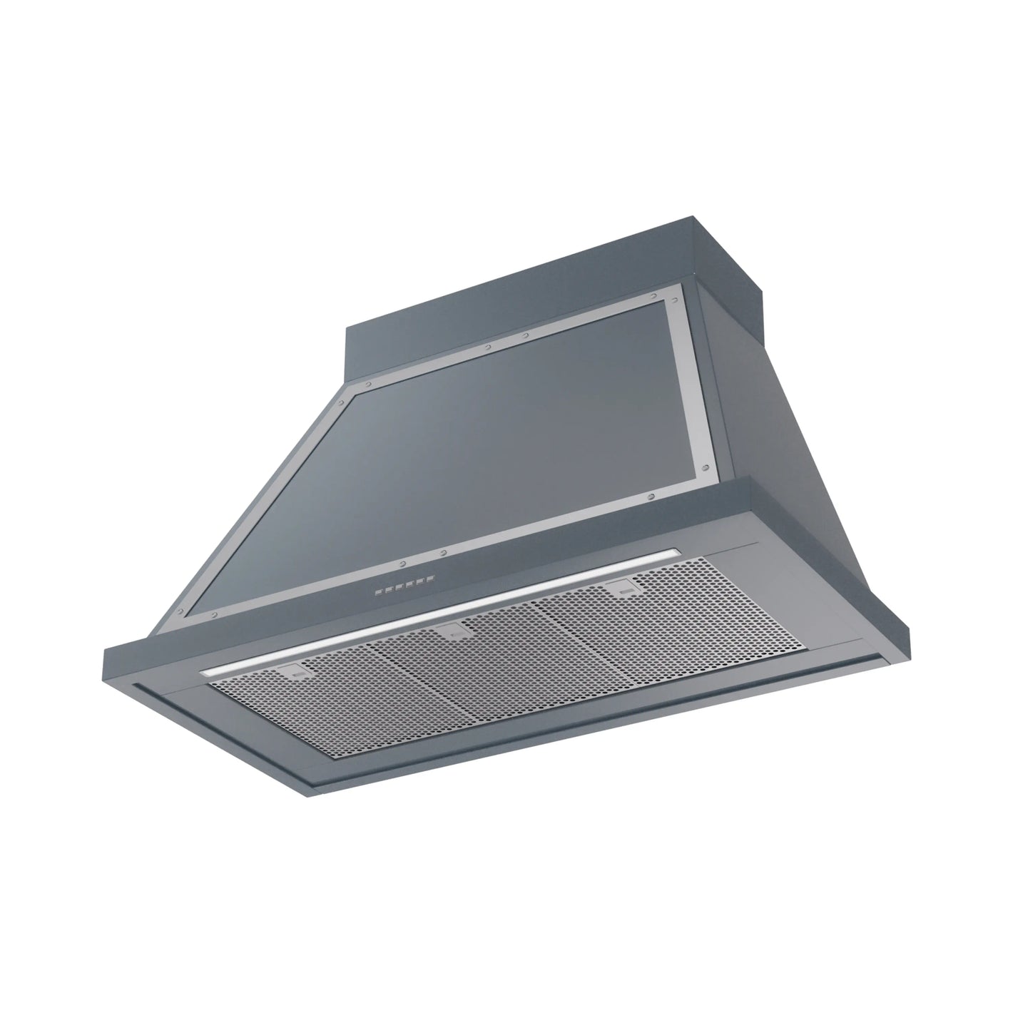 ILVE Nostalgie II 40-Inch 600 CFM Wall Mounted Range Hood in Blue Grey with Chrome Trim (UANB40BGC)