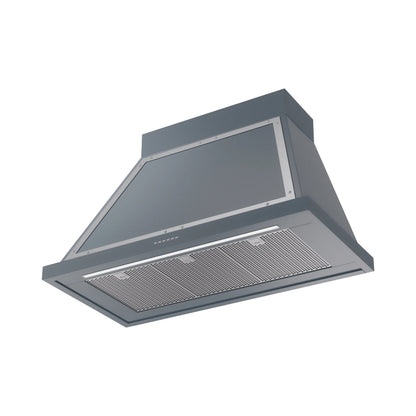 ILVE Nostalgie II 40-Inch 600 CFM Wall Mounted Range Hood in Blue Grey with Chrome Trim (UANB40BGC)