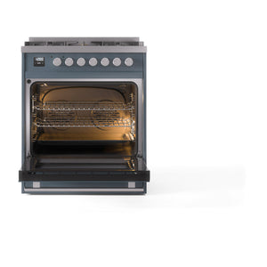 ILVE Professional Plus II 30-Inch Dual Fuel Range with Solid Door in Blue Grey (UP30QMPBG)