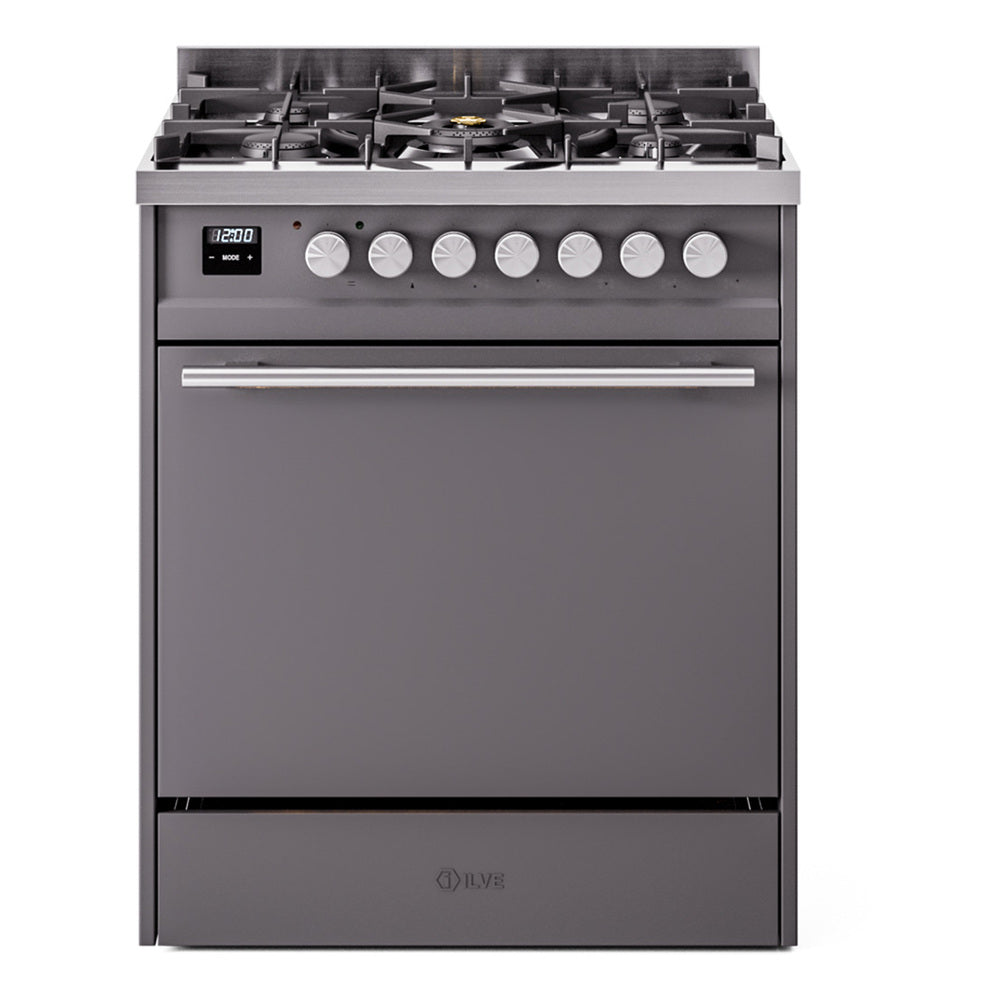 ILVE Professional Plus II 30-Inch Dual Fuel Range with Solid Door in Matte Graphite (UP30QMPMG)