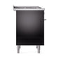 ILVE 36-Inch Professional Plus II Dual Fuel Range with 6 Burners and Solid Door in Glossy Black (UP36FQMPBK)