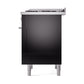 ILVE 36-Inch Professional Plus II Dual Fuel Range with 6 Burners and Solid Door in Glossy Black (UP36FQMPBK)