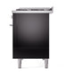 ILVE 48-Inch Professional Plus II Dual Fuel Range with 8 Burners, Griddle, and Solid Door Oven in Glossy Black (UP48FQMPBK)