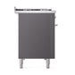 ILVE 48-Inch Professional Plus II Dual Fuel Range with 8 Burners, Griddle, and Solid Door Oven in Matte Graphite (UP48FQMPMG)