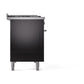 ILVE Professional Plus II 48-inch Dual Fuel Range with 5 Burners, Griddle, & French Top with Solid Door Oven in Glossy Black (UP48FSQMPBK)