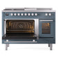 ILVE Professional Plus II 48-inch Dual Fuel Range with 5 Burners, Griddle, & French Top with Triple Glass Door Oven in Blue Grey (UP48FSWMPBG)