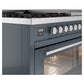 ILVE 48-Inch Professional Plus II Freestanding Dual Fuel Range with 8 Sealed Burner in Blue Grey (UP48FWMPBG)
