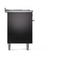 ILVE 60-inch Professional Plus II Dual Fuel Range with 9 Burners, Griddle, and Solid Door Oven in Glossy Black  (UP60FQMPBK)