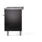 ILVE 60-inch Professional Plus II Dual Fuel Range with 9 Burners, Griddle, and Solid Door Oven in Glossy Black  (UP60FQMPBK)