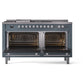 ILVE Professional Plus II 60-Inch Dual Fuel Range with 7 Burners, Griddle, & French Top with Solid Door Oven in Blue Grey (UP60FSQMPBG)