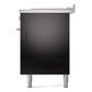 ILVE Professional Plus II 60-Inch Dual Fuel Range with 7 Burners, Griddle, & French Top with Solid Door Oven in Glossy Black (UP60FSQMPBK)
