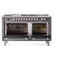 ILVE Professional Plus II 60-Inch Dual Fuel Range with 7 Burners, Griddle, & French Top with Solid Door Oven in Matte Graphite (UP60FSQMPMG)