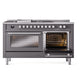 ILVE Professional Plus II 60-Inch Dual Fuel Range with 7 Burners, Griddle, & French Top with Solid Door Oven in Matte Graphite (UP60FSQMPMG)