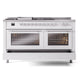 ILVE Professional Plus II 60-Inch Dual Fuel Range with 7 Burners, Griddle, & French Top with Solid Door Oven in White (UP60FSQMPWH)