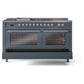 ILVE Professional Plus II 60-Inch Dual Fuel Range with 7 Burners, Griddle, & French Top with Triple Glass Door Oven in Blue Grey (UP60FSWMPBG)