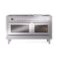 ILVE 60-inch Professional Plus II Dual Fuel Range with 9 Burners, Griddle, and Triple Glass Door Oven in Stainless Steel (UP60FWMPSS)