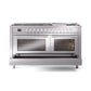 ILVE 60-inch Professional Plus II Dual Fuel Range with 9 Burners, Griddle, and Triple Glass Door Oven in Stainless Steel (UP60FWMPSS)