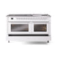 ILVE 60-inch Professional Plus II Dual Fuel Range with 9 Burners, Griddle, and Triple Glass Door Oven in White (UP60FWMPWH)