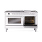 ILVE 60-inch Professional Plus II Dual Fuel Range with 9 Burners, Griddle, and Triple Glass Door Oven in White (UP60FWMPWH)