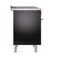 ILVE 40-inch Professional Plus II Dual Fuel Range with Solid Door Oven in Glossy Black (UPD40FQMPBK)