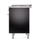 ILVE 40-inch Professional Plus II Dual Fuel Range with Solid Door Oven in Glossy Black (UPD40FQMPBK)