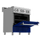 ZLINE 30 in. 4.0 cu. ft. Legacy Dual Fuel Range with 4 Burner Gas Cooktop and Electric Convection Oven in DuraSnow® Stainless Steel and Blue Gloss Door (RAS-BG-30)