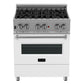 ZLINE 30 in. 4.0 cu. ft. Legacy Dual Fuel Range with 4 Burner Gas Cooktop and Electric Convection Oven in DuraSnow® Stainless Steel and White Matte Door (RAS-WM-30)