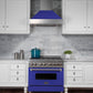 ZLINE 36 in. 4.6 cu. ft. Legacy Dual Fuel Range with 6 Burner Gas Cooktop and Electric Convection Oven in DuraSnow® Stainless Steel and Blue Matte Door (RAS-BM-36)