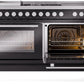 ILVE Professional Plus II 60-Inch Dual Fuel Range with 7 Burners, Griddle, & French Top with Triple Glass Door Oven in Glossy Black (UP60FSWMPBK)