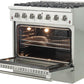 Forno Appliance Package - 36 Inch Gas Range, Range Hood, Refrigerator, Microwave Drawer, Dishwasher, Wine Cooler, AP-FFSGS6244-36-9