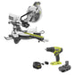 15 Amp 10 in. Sliding Compound Miter Saw and 18-Volt Cordless ONE+ 1/2 in. Drill/Driver Kit w/(1)1.5 Ah Battery, Charger
