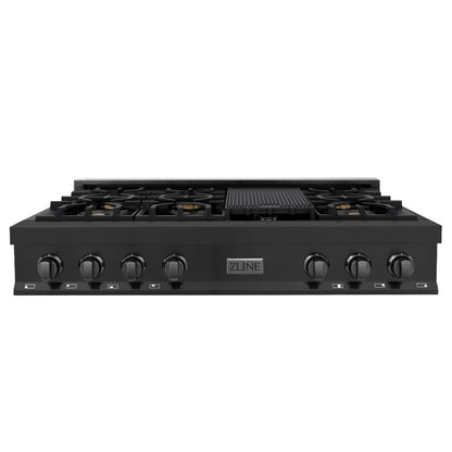 ZLINE 48 in. Legacy Gas Rangetop with 7 Burners and Porcelain Cooktop in Black Stainless Steel (RTB-48)
