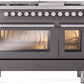 ILVE 48-Inch Professional Plus II Freestanding Dual Fuel Range with 8 Sealed Burner in Matte Graphite (UP48FWMPMG)