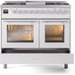 ILVE Professional Plus II 40-Inch Freestanding Dual Fuel Range with 6 Sealed Burner in White (UPD40FWMPWH)