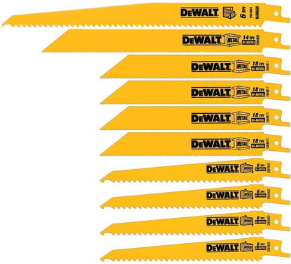 DEWALT Reciprocating Saw Blades, Bi-Metal Set with Case, 10-Piece DW4898