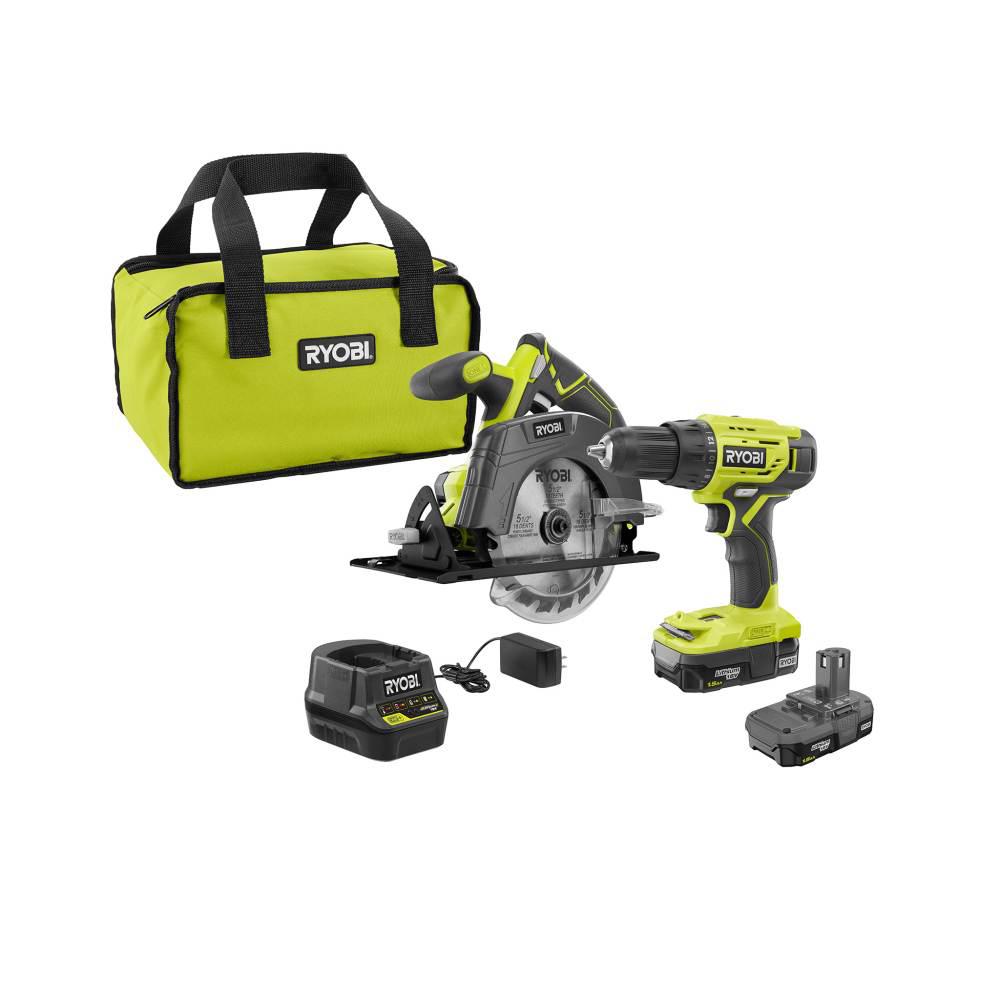 15 Amp 10 in. Sliding Compound Miter Saw and 18-Volt Cordless ONE+ Drill/Driver, Circular Saw Kit