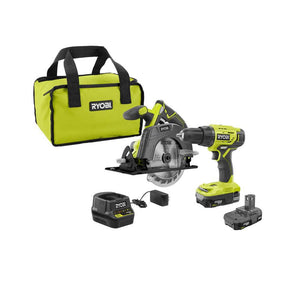 15 Amp 10 in. Sliding Compound Miter Saw and 18-Volt Cordless ONE+ Drill/Driver, Circular Saw Kit