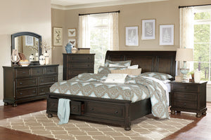Begonia Grayish Brown King Sleigh Storage Platform Bed
