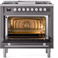 ILVE Professional Plus II 36-Inch Freestanding Dual Fuel Range with 6 Sealed Burner in Matte Graphite (UP36FWMPMG)