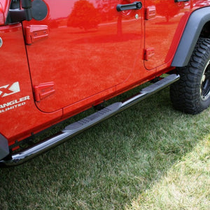 Rugged Ridge 3-In Round Side Steps Black 07-18 4-Door Jeep Wrangler