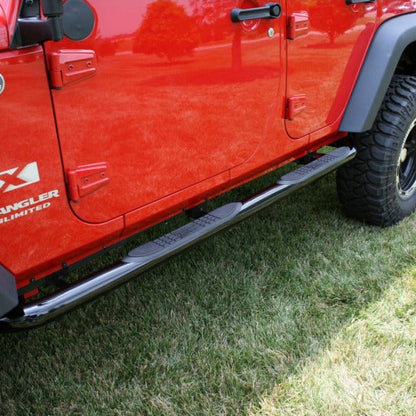 Rugged Ridge 3-In Round Side Steps Black 07-18 4-Door Jeep Wrangler