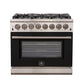 FORNO Capriasca 36" 5.36 cu. ft. Dual Fuel Range with 6 Italian Burners in Black, FFSGS6187-36BLK