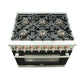 FORNO Capriasca 36" 5.36 cu. ft. Dual Fuel Range with 6 Italian Burners in Black, FFSGS6187-36BLK