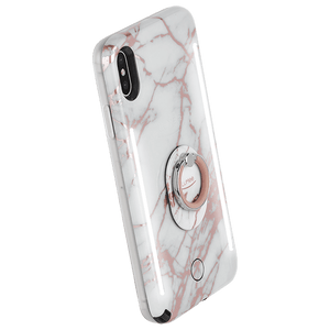 LuMee Rose Metallic White Marble Ring - Phone Grip