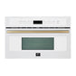 FORNO Espresso Oliena 30" 1.6 cu. ft. Built-In Microwave Oven in White with Antique Brass Handles, FMWDR3093-30WHT