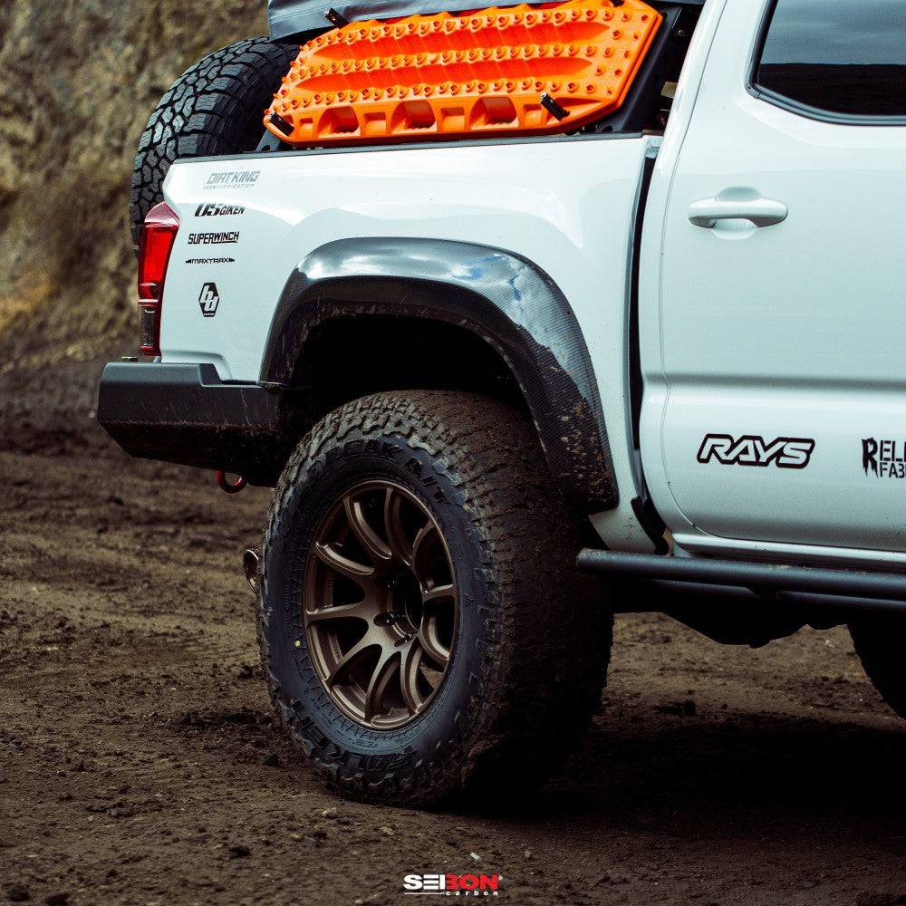 Seibon Carbon Fiber Rear Fender Flares - 2023-2016 Toyota Tacoma (FLR18TYTA-R)