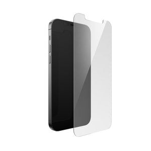 Three-quarter angled view of screen protector above device screen