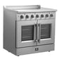 Forno Package - 36" Electric French Door Range, Wall Mount Range Hood, Refrigerator, Dishwasher, Microwave and Wine Cooler, AP-FFSEL6917-36-6PK-1